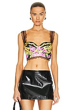 VERSACE Orchid Foulard Top in Nero & Rosa, view 1, click to view large image.