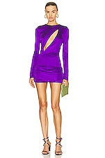 VERSACE Jersey Long Sleeve Dress in Bright Dark Orchid, view 1, click to view large image.