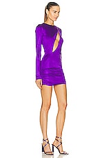 VERSACE Jersey Long Sleeve Dress in Bright Dark Orchid, view 2, click to view large image.