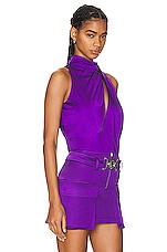 VERSACE High Neck Top in Bright Dark Orchid, view 2, click to view large image.