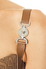 VERSACE Logo Bra Top in Brown & Beige, view 5, click to view large image.