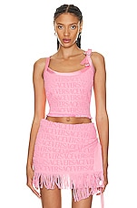 VERSACE Jacquard Sleeveless Top in Flamingo, view 1, click to view large image.