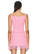 VERSACE Jacquard Sleeveless Top in Flamingo, view 4, click to view large image.