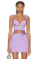VERSACE Jacquard Bra Top in Lavender, view 1, click to view large image.