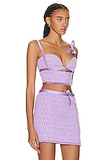 VERSACE Jacquard Bra Top in Lavender, view 2, click to view large image.