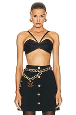 VERSACE Sculpted Bra Top in Black, view 1, click to view large image.