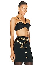 VERSACE Sculpted Bra Top in Black, view 2, click to view large image.