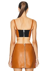 VERSACE Leather Bustier Top in Caramel & Black, view 3, click to view large image.