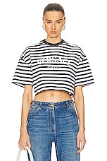 VERSACE Nautical Striped Tee in White & Navy, view 1, click to view large image.