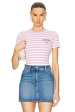 VERSACE Nautical Stripe Tee in White & Pale, view 1, click to view large image.