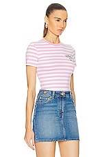 VERSACE Nautical Stripe Tee in White & Pale, view 2, click to view large image.