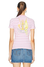 VERSACE Nautical Stripe Tee in White & Pale, view 3, click to view large image.