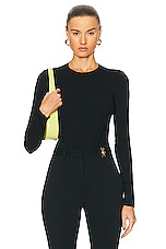 VERSACE Georgette Bodysuit Top in Black, view 1, click to view large image.