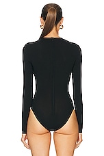 VERSACE Georgette Bodysuit Top in Black, view 4, click to view large image.