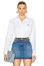 VERSACE Informal Cotton Baroque Cotton Shirt in Optical White, view 1, click to view large image.