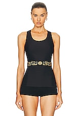 VERSACE Lycra Tank Top in Black, view 1, click to view large image.