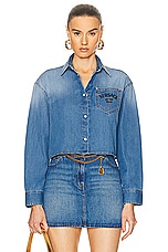 VERSACE Washed Shirt in Medium Blue, view 1, click to view large image.