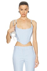 VERSACE Bustier Top in Pale Blue & White, view 1, click to view large image.