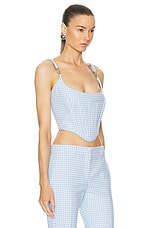 VERSACE Bustier Top in Pale Blue & White, view 2, click to view large image.