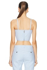 VERSACE Bustier Top in Pale Blue & White, view 3, click to view large image.
