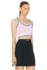 VERSACE Knit Top in White & Pale Pink, view 2, click to view large image.