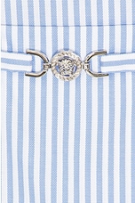 VERSACE Striped Long Sleeve Shirt in Pastel Blue & White, view 6, click to view large image.
