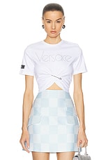 VERSACE Logo T-shirt in White & Crystal, view 1, click to view large image.