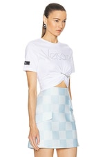 VERSACE Logo T-shirt in White & Crystal, view 2, click to view large image.
