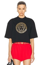 VERSACE Medusa T-shirt in Black & Gold, view 1, click to view large image.