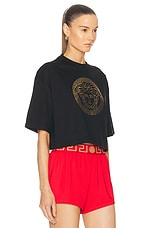 VERSACE Medusa T-shirt in Black & Gold, view 2, click to view large image.