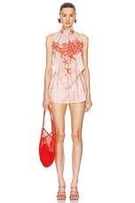VERSACE Scarf Top in Dusty Rose, Coral, & Bone, view 4, click to view large image.