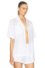 VERSACE Short Sleeve Button Up Top in Bianco Ottico, view 2, click to view large image.