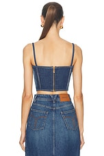 VERSACE Corset Tank Top in Blu Medio, view 3, click to view large image.