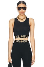 VERSACE Cropped Tank Top in Black, view 1, click to view large image.