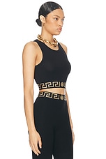 VERSACE Cropped Tank Top in Black, view 2, click to view large image.