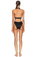 VERSACE Cut Out One Piece Swimsuit in Nero, view 3, click to view large image.