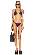 VERSACE Reversible Bikini Bottom in Black & Orchid, view 5, click to view large image.