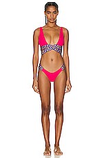 VERSACE Band Bikini Bottom in Tropical Pink, view 4, click to view large image.