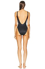 VERSACE One Piece Swimsuit in Black & Tropical Pink, view 3, click to view large image.