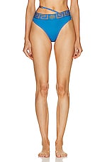 VERSACE High Waist Bikini Bottom in Mediterranean Blue, view 1, click to view large image.