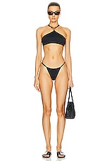 VERSACE Lycra Vita Bikini Bottom in Black, view 4, click to view large image.