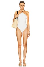 VERSACE Lycra Vita One Piece Swimsuit in White, view 4, click to view large image.