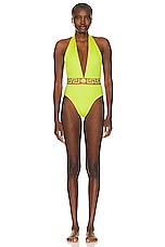 VERSACE Lycra Vita One Piece Swimsuit in Mimosa & Camel, view 1, click to view large image.