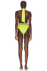 VERSACE Lycra Vita One Piece Swimsuit in Mimosa & Camel, view 3, click to view large image.