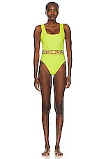 VERSACE Lycra Vita One Piece Swimsuit in Mimosa & Yellow, view 1, click to view large image.