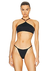 VERSACE Lycra Vita Swim Bikini Top in Black, view 1, click to view large image.