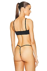VERSACE Lycra Vita Swim Bikini Top in Black, view 3, click to view large image.