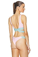 VERSACE Bikini Top in Pastel Pink, Pastel Blue, & Mint, view 3, click to view large image.