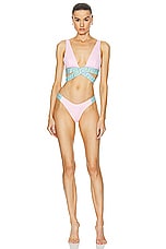 VERSACE Bikini Bottom in Pastel Pink, Pastel Blue, & Mint, view 4, click to view large image.