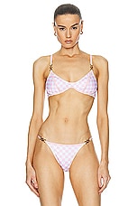VERSACE Bikini Top in Pastel Pink & White, view 1, click to view large image.